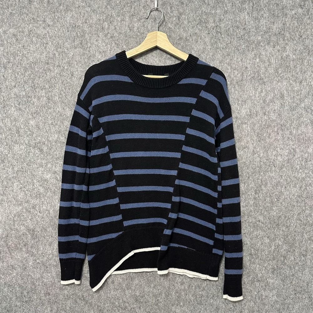 Simply Vera Vera Wang Sweater Women's XS Black Blue Striped Knit Pullover